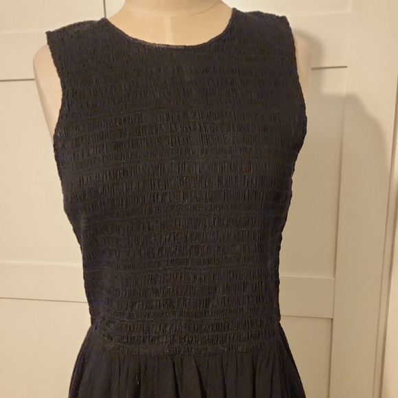 ULLA JOHNSON Smocked Black Sleeveless DRESS MIDI Sheer Back Raw Edge Women’s 8 - Picture 4 of 11